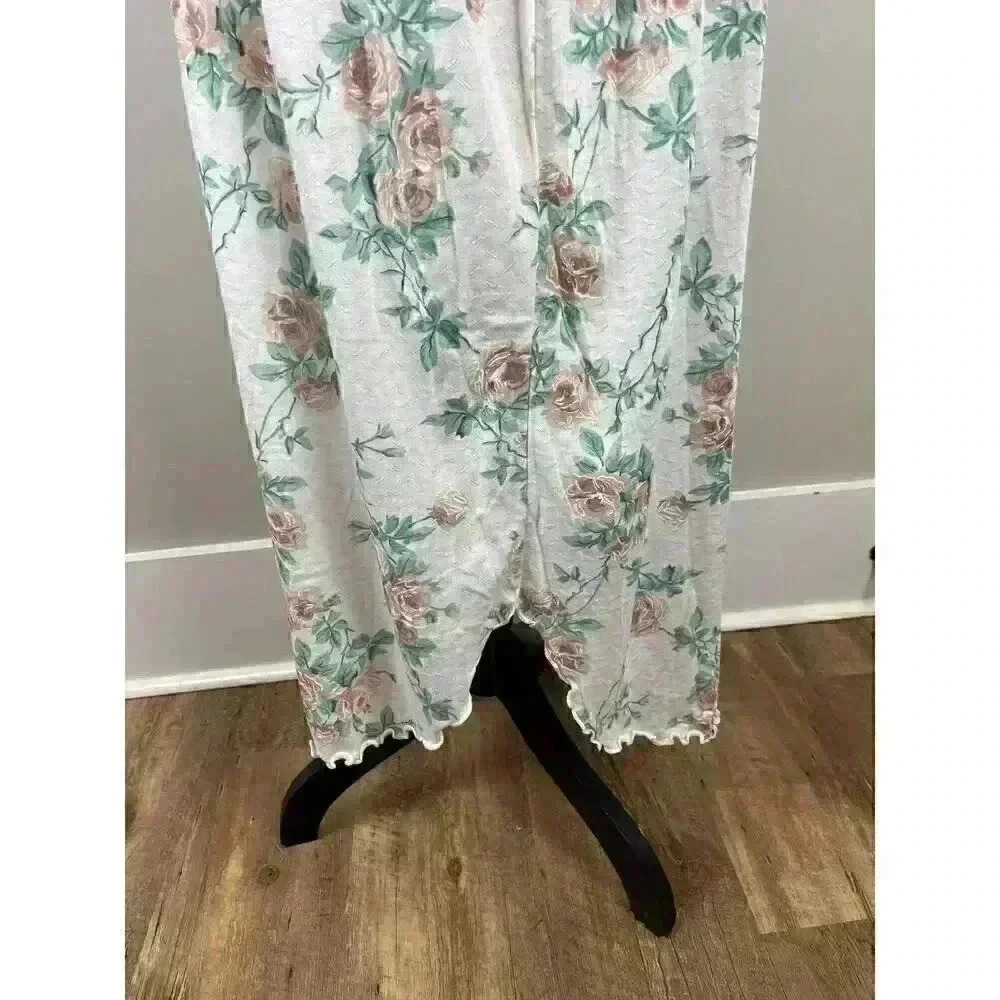 Vtg Barbizon Long Nightgown Short Sleeve Floral Ruffle Lace Cotton Blend M - Picture 7 of 14
